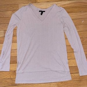 Forever 21 Tan Long Sleeve V-Neck with Texture